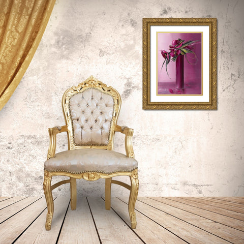 Bouquet violet II Gold Ornate Wood Framed Art Print with Double Matting by Tramoni, Oliver