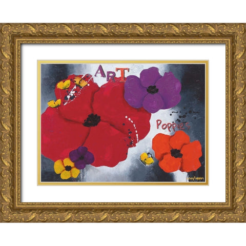 Art Poppies  Gold Ornate Wood Framed Art Print with Double Matting by Pfaadt Aurelie