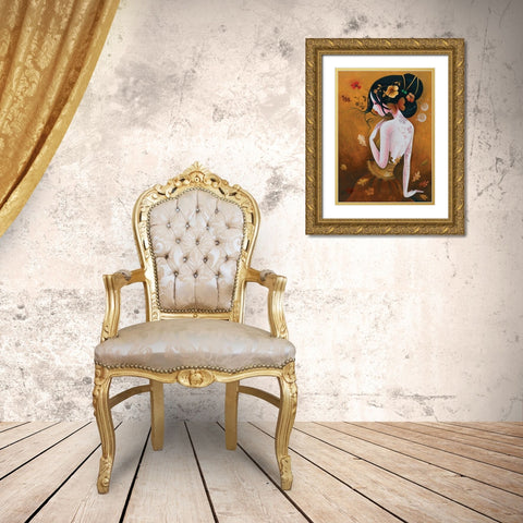 Le papillon de cuivre Gold Ornate Wood Framed Art Print with Double Matting by Sybile