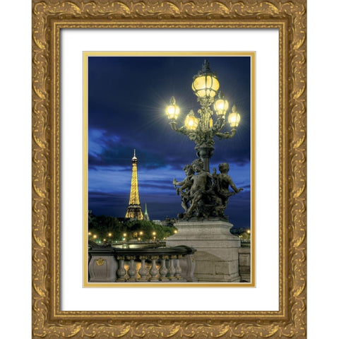 City of light Gold Ornate Wood Framed Art Print with Double Matting by AG