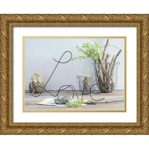 Love and Wood Gold Ornate Wood Framed Art Print with Double Matting by Chatelain, Sonia