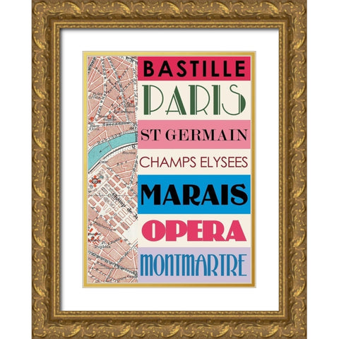 Paris bastille Gold Ornate Wood Framed Art Print with Double Matting by BRAUN Studio
