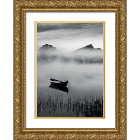 The Small Boat Gold Ornate Wood Framed Art Print with Double Matting by Braun Studio