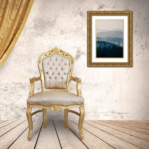 Grey Mountains Gold Ornate Wood Framed Art Print with Double Matting by Braun Studio