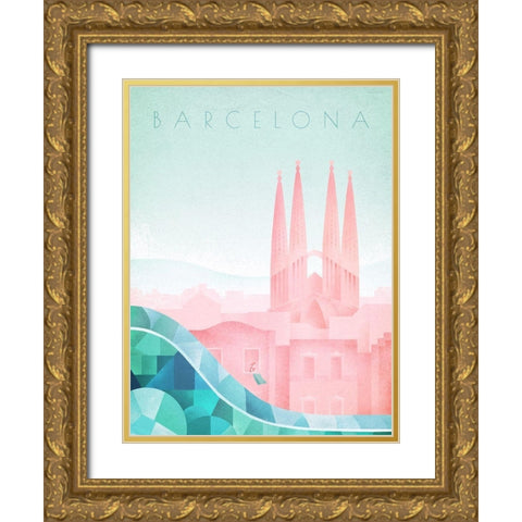 Barcelona Gold Ornate Wood Framed Art Print with Double Matting by Atelier Editions Braun