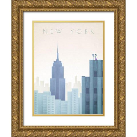 New-York Gold Ornate Wood Framed Art Print with Double Matting by Atelier Editions Braun