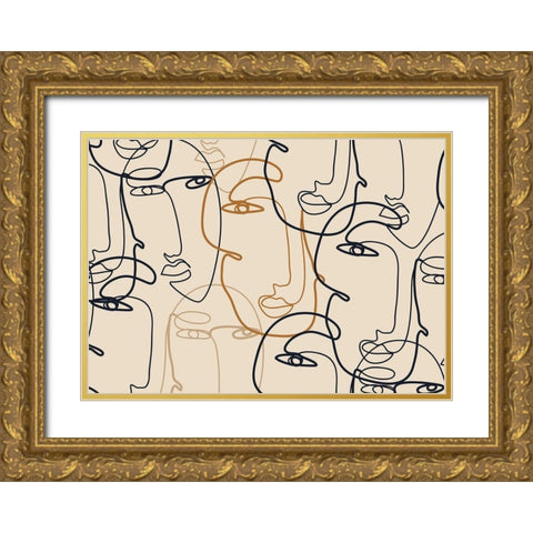 Profils Gold Ornate Wood Framed Art Print with Double Matting by BRAUN Studio