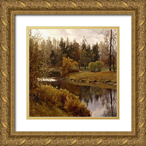 Autumn in Pavlovsk Gold Ornate Wood Framed Art Print with Double Matting by Adamov, Alexey