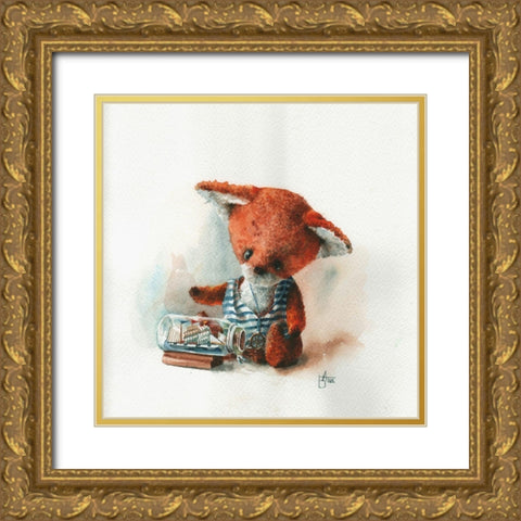 Toy with a Boat in the Glass Gold Ornate Wood Framed Art Print with Double Matting by Besedina, Anastasiia