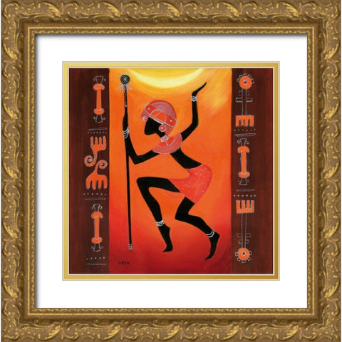 Turning Man Gold Ornate Wood Framed Art Print with Double Matting by Veda