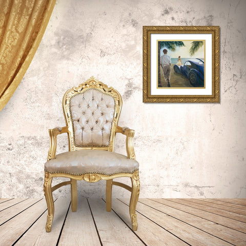 Long Beach Gold Ornate Wood Framed Art Print with Double Matting by Borisova, Irina