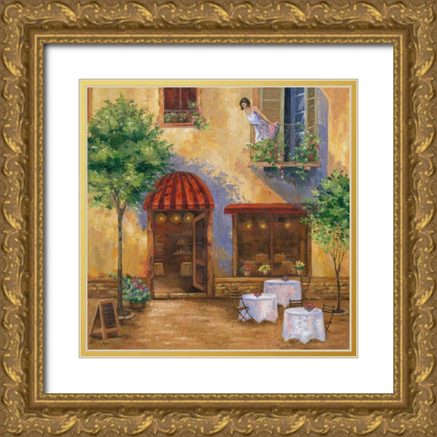 Young Girl on the Balcony Gold Ornate Wood Framed Art Print with Double Matting by Borisova, Irina