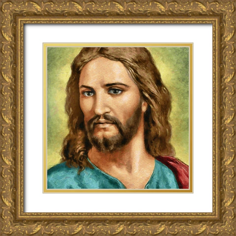 Jesus III Gold Ornate Wood Framed Art Print with Double Matting by Medeiros, Celito