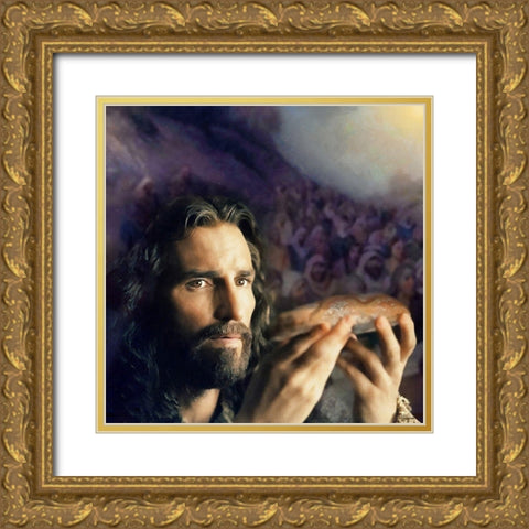 Praying Jesus III Gold Ornate Wood Framed Art Print with Double Matting by Medeiros, Celito