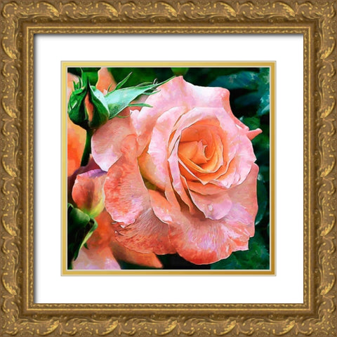 Big Rose Gold Ornate Wood Framed Art Print with Double Matting by Medeiros, Celito