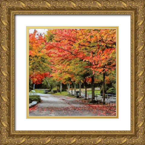 Autumn Park Gold Ornate Wood Framed Art Print with Double Matting by Medeiros, Celito