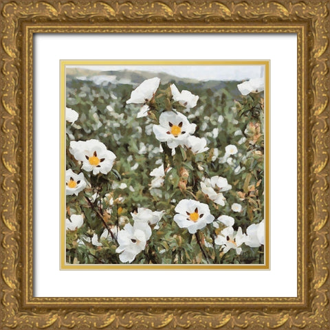 Cotton Field Gold Ornate Wood Framed Art Print with Double Matting by Medeiros, Celito