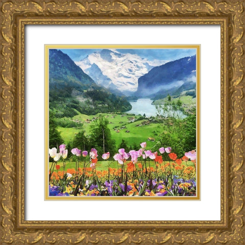 Lake in the Alps Gold Ornate Wood Framed Art Print with Double Matting by Medeiros, Celito