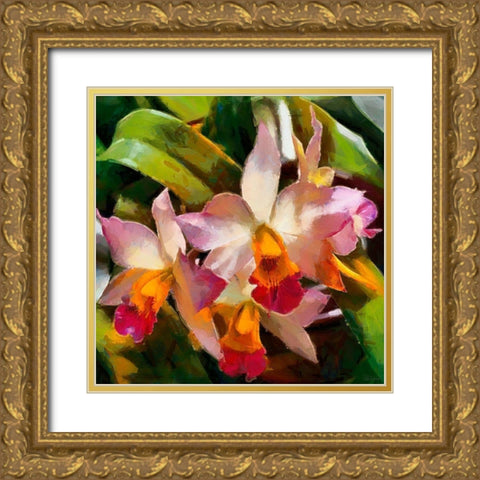 Tropical Flowers Gold Ornate Wood Framed Art Print with Double Matting by Medeiros, Celito