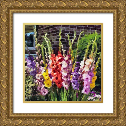 Gladiolus Gold Ornate Wood Framed Art Print with Double Matting by Medeiros, Celito