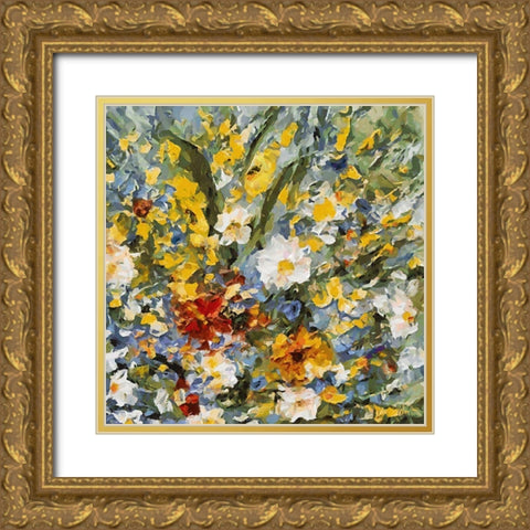 Meadow Flowers I Gold Ornate Wood Framed Art Print with Double Matting by Medeiros, Celito