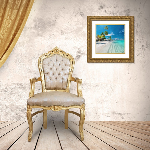 Beach in Caribic Gold Ornate Wood Framed Art Print with Double Matting by Medeiros, Celito
