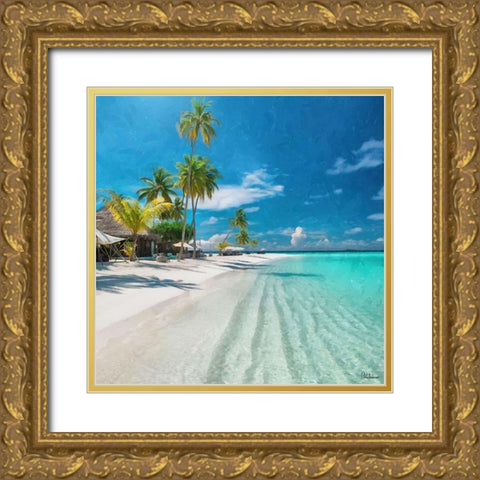 Beach in Caribic Gold Ornate Wood Framed Art Print with Double Matting by Medeiros, Celito