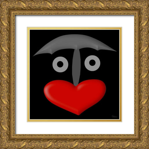 Face BW1 Gold Ornate Wood Framed Art Print with Double Matting by Medeiros, Celito