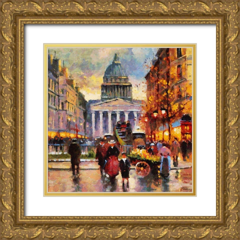Romantic Paris IV Gold Ornate Wood Framed Art Print with Double Matting by Medeiros, Celito