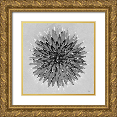 Leaves BW3 Gold Ornate Wood Framed Art Print with Double Matting by Medeiros, Celito