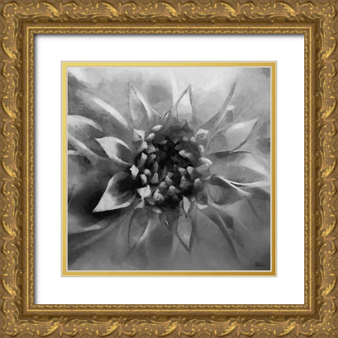 Leaves BW4 Gold Ornate Wood Framed Art Print with Double Matting by Medeiros, Celito