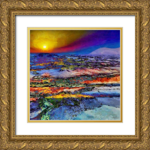 Colorful Sunset Gold Ornate Wood Framed Art Print with Double Matting by Medeiros, Celito