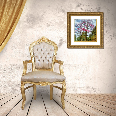 Pink Flowering Tree Gold Ornate Wood Framed Art Print with Double Matting by Medeiros, Celito