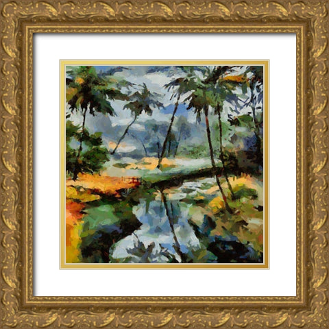 Tropical River Gold Ornate Wood Framed Art Print with Double Matting by Medeiros, Celito