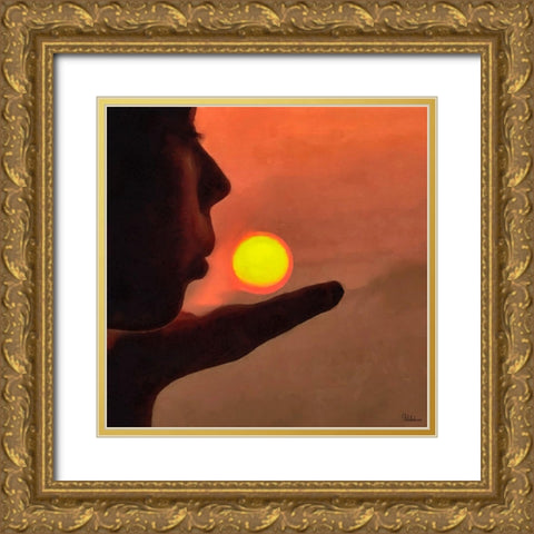 Kiss to the Sun Gold Ornate Wood Framed Art Print with Double Matting by Medeiros, Celito
