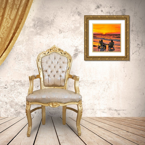 Romantic Sunset Gold Ornate Wood Framed Art Print with Double Matting by Medeiros, Celito