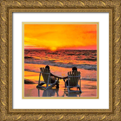 Romantic Sunset Gold Ornate Wood Framed Art Print with Double Matting by Medeiros, Celito