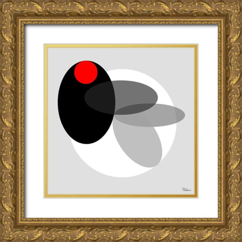 Black, white and Red I Gold Ornate Wood Framed Art Print with Double Matting by Medeiros, Celito