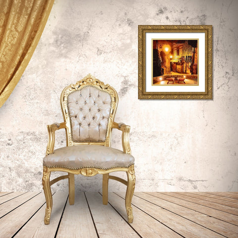 Light in old Town Gold Ornate Wood Framed Art Print with Double Matting by Medeiros, Celito