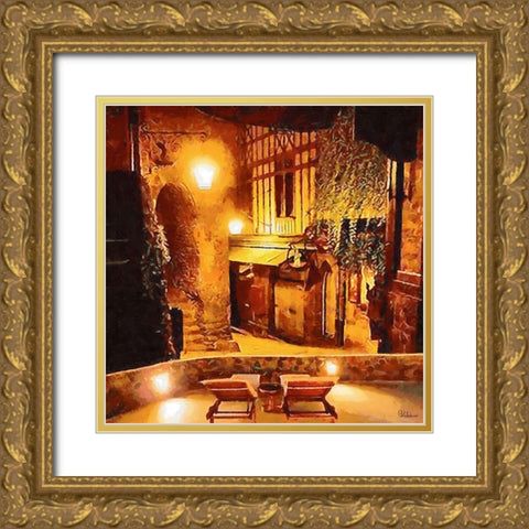 Light in old Town Gold Ornate Wood Framed Art Print with Double Matting by Medeiros, Celito