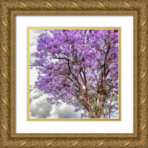 Pink blooming Tree Gold Ornate Wood Framed Art Print with Double Matting by Medeiros, Celito