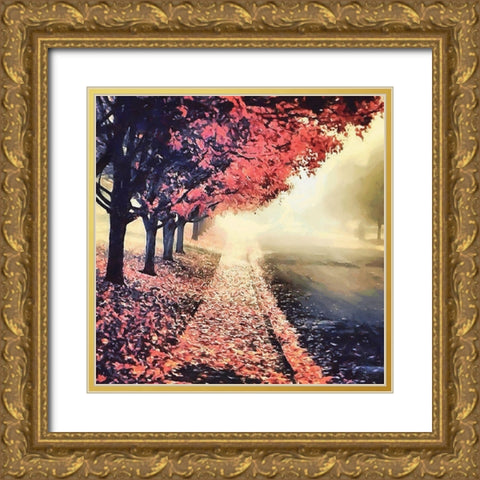 Autumn Way Gold Ornate Wood Framed Art Print with Double Matting by Medeiros, Celito