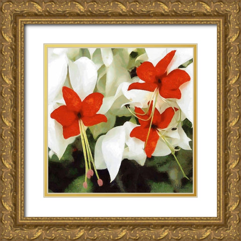 Orchids X Gold Ornate Wood Framed Art Print with Double Matting by Medeiros, Celito