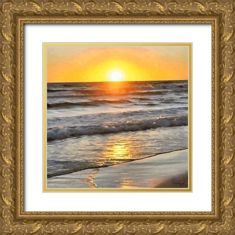 Golden Sunset I Gold Ornate Wood Framed Art Print with Double Matting by Medeiros, Celito
