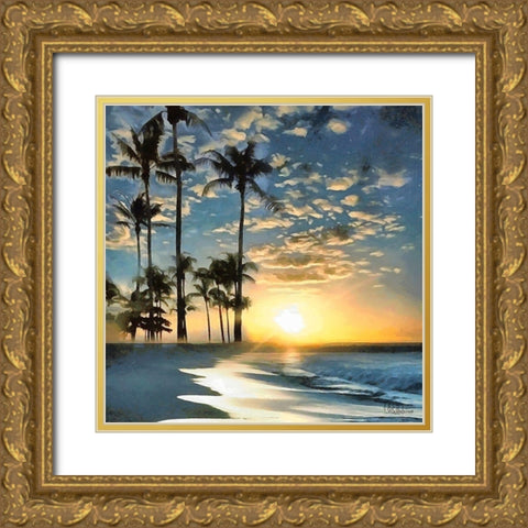 Golden Sunset II Gold Ornate Wood Framed Art Print with Double Matting by Medeiros, Celito