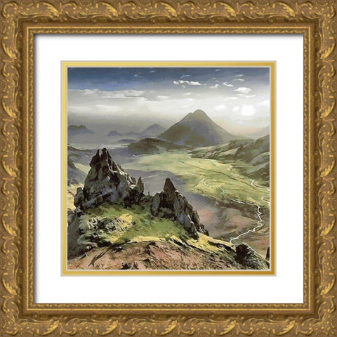 Sunset over the Mountains II Gold Ornate Wood Framed Art Print with Double Matting by Medeiros, Celito