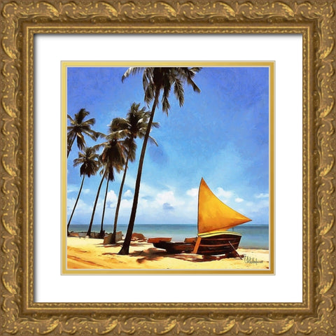 Summer Day on the Beach Gold Ornate Wood Framed Art Print with Double Matting by Medeiros, Celito