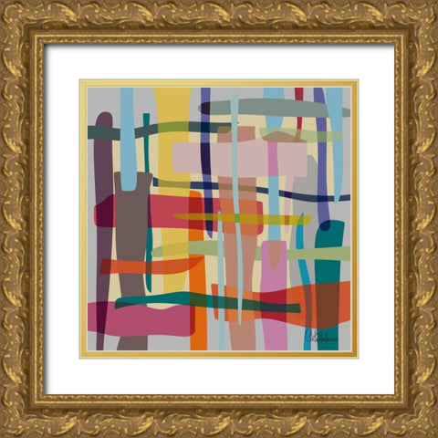 A Game with Abstract Shapes IV Gold Ornate Wood Framed Art Print with Double Matting by Medeiros, Celito