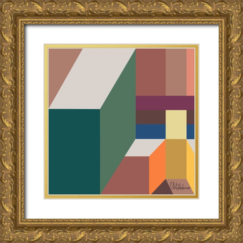 A Game with Abstract Shapes V Gold Ornate Wood Framed Art Print with Double Matting by Medeiros, Celito