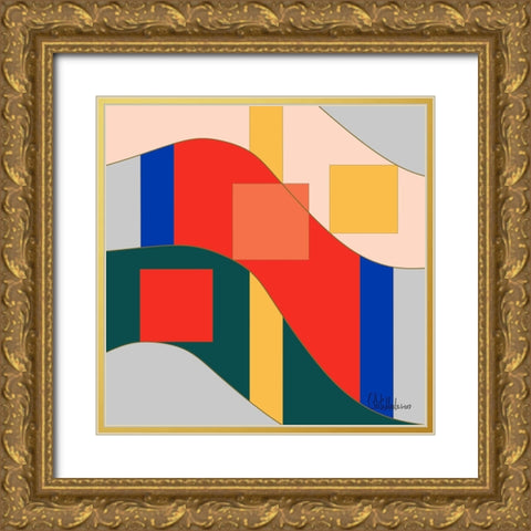A Game with Abstract Shapes XI Gold Ornate Wood Framed Art Print with Double Matting by Medeiros, Celito
